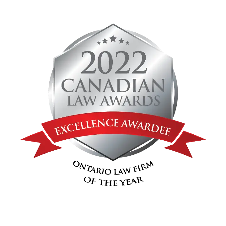 Canadian Law Awards 2022 Ontario Law Firm of the Year Excellence Award Badge