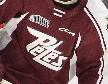 a Peterborough Petes hockey player skates on the ice