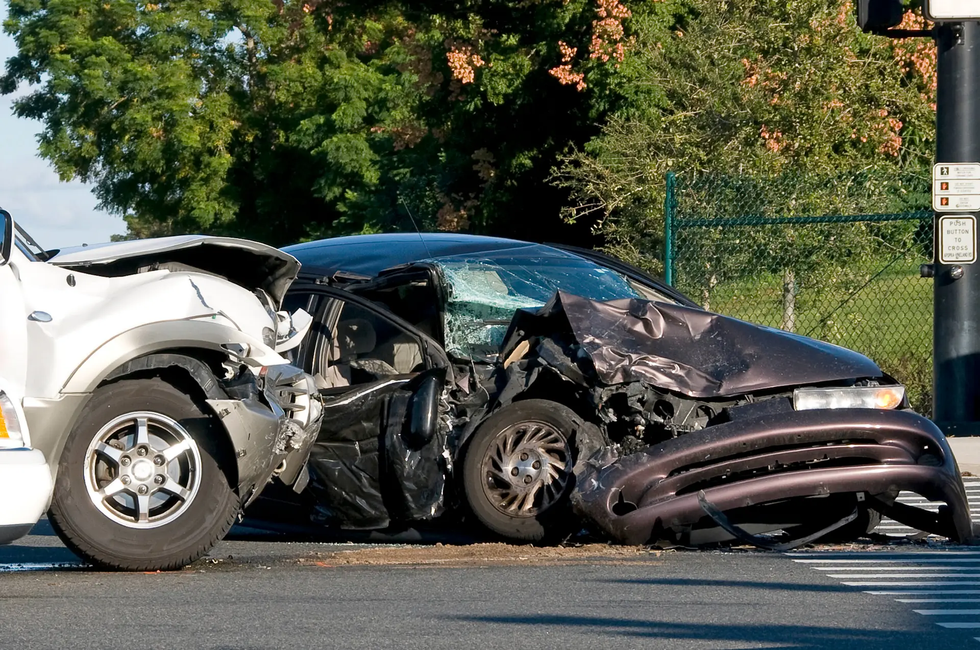 two cars in a motor vehicle accident