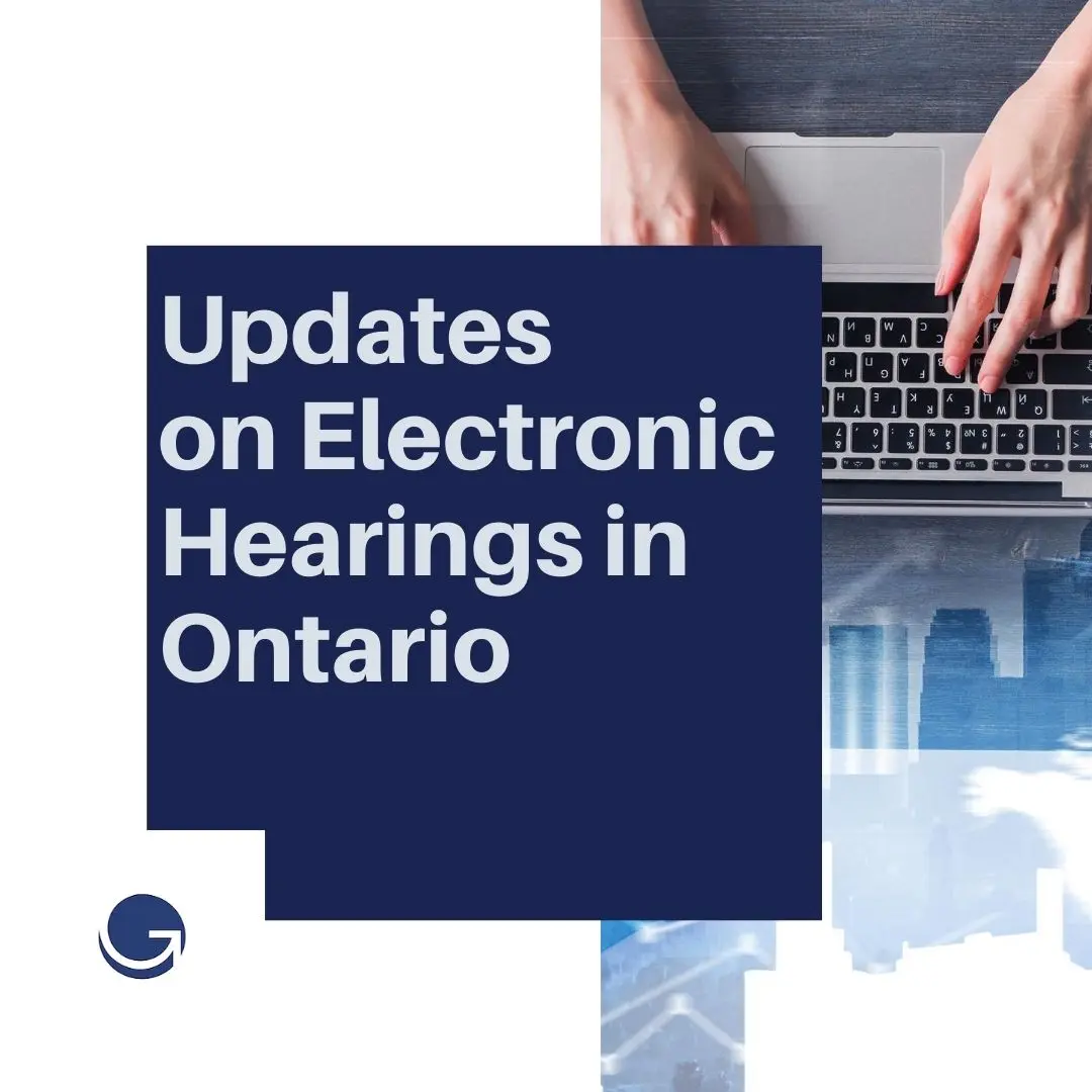 Close up of a female typing on a laptop and hologram modern virtual screen, innovative and technology concept. stock photo with caption Updates on Electronic Hearing in Ontario