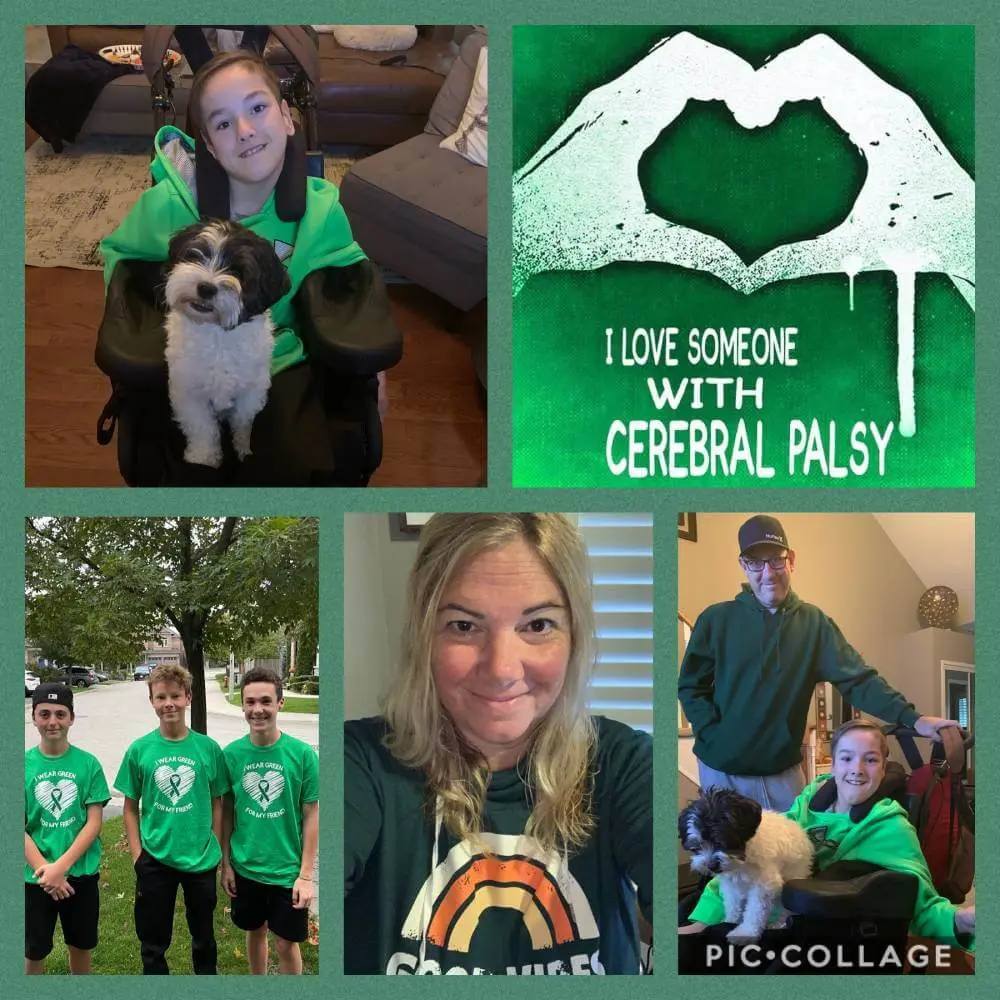 World CP Day Photo Collage of family and friends wearing green