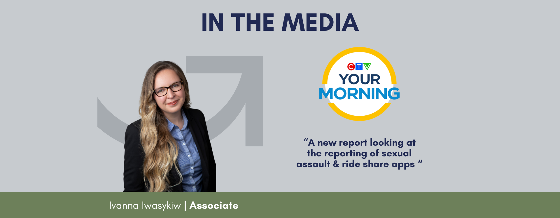 Experienced sexual abuse lawyer Ivanna Iwasykiw was featured on CTV Your Morning to talk about a new report that looks into reporting of sexual assault on ride share apps